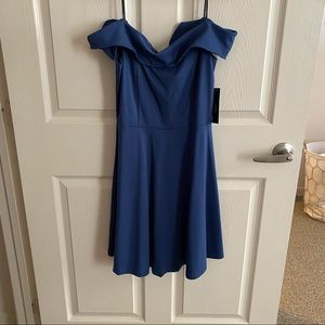 Lulus Off The Shoulder Navy Dress